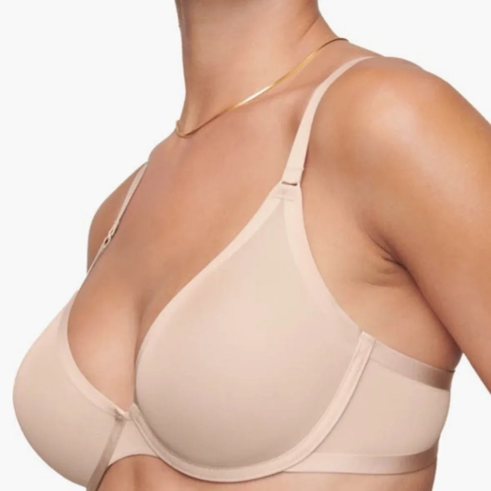 Brand New CUUP The Plunge Mesh Bra Sand Beige Nude Blush Pearl Sheer Wired Net